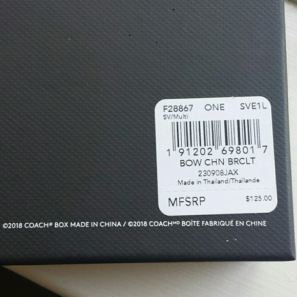 Rare Coach Bow Chain Crystal Bracelet Pink Silver - Picture 8 of 8